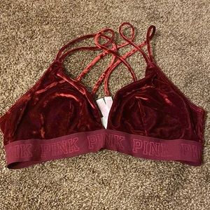 Pink velvet bralette